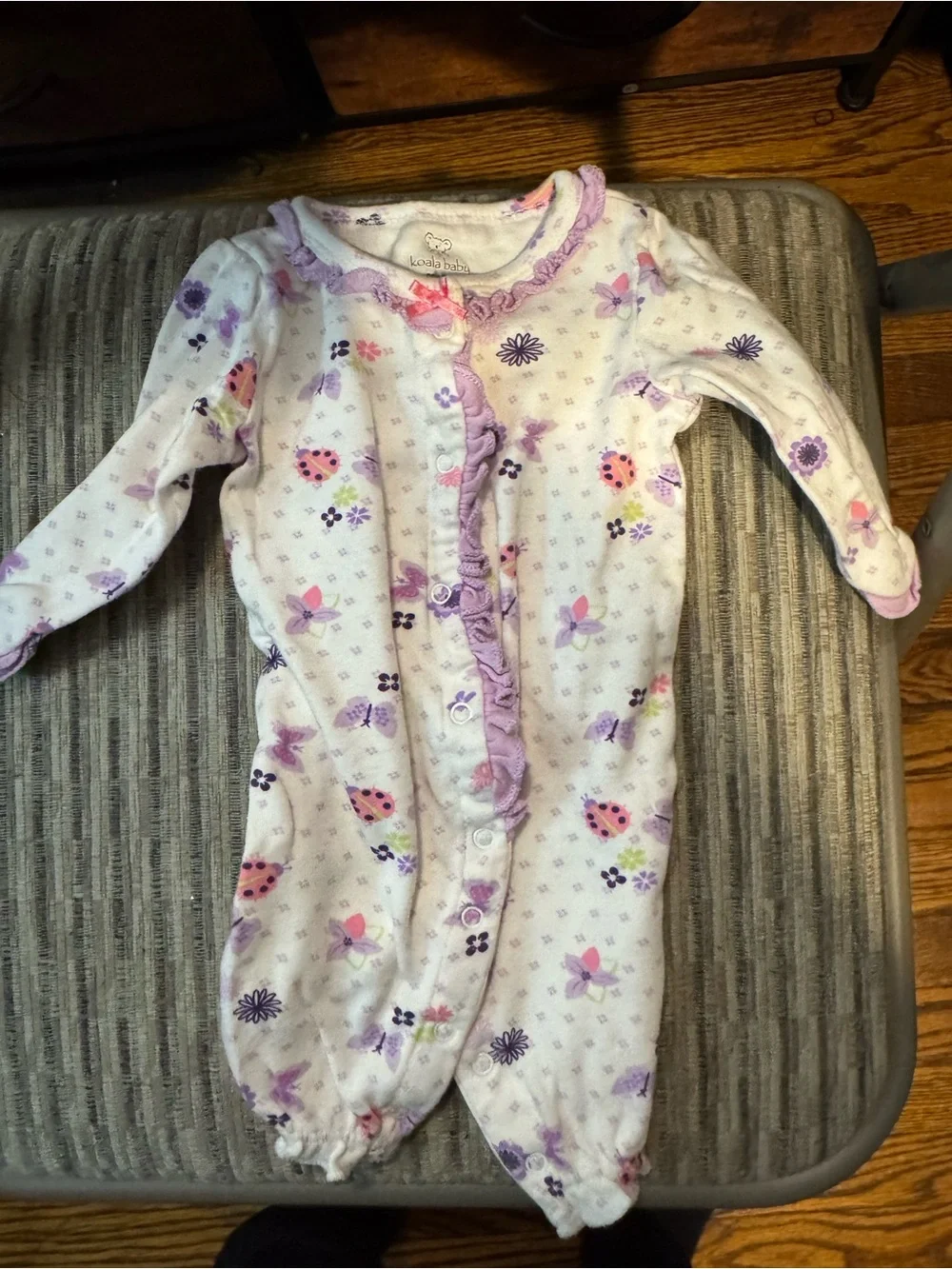 Carter's Purple and Pink Floral Ruffle Footed Pajama Set